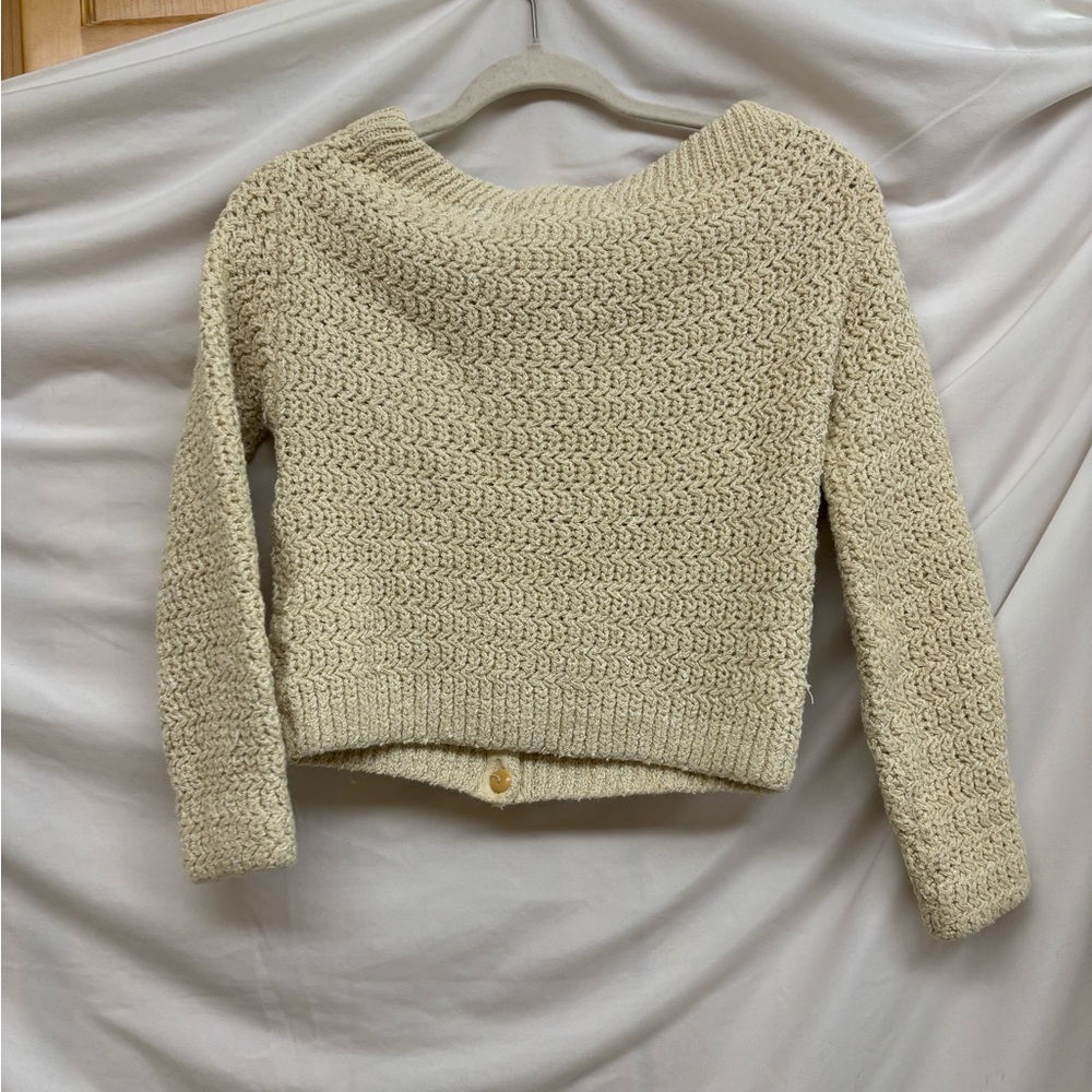 Bill Atkinson glen of Michigan sweater size xs knit cream chunky vintage - Picture 3 of 5